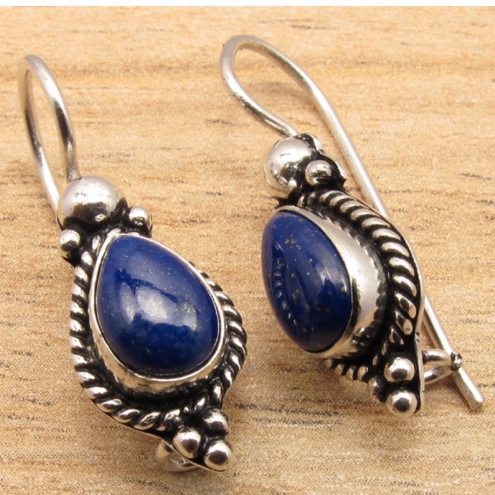 Silver Blue Malachite Earrings